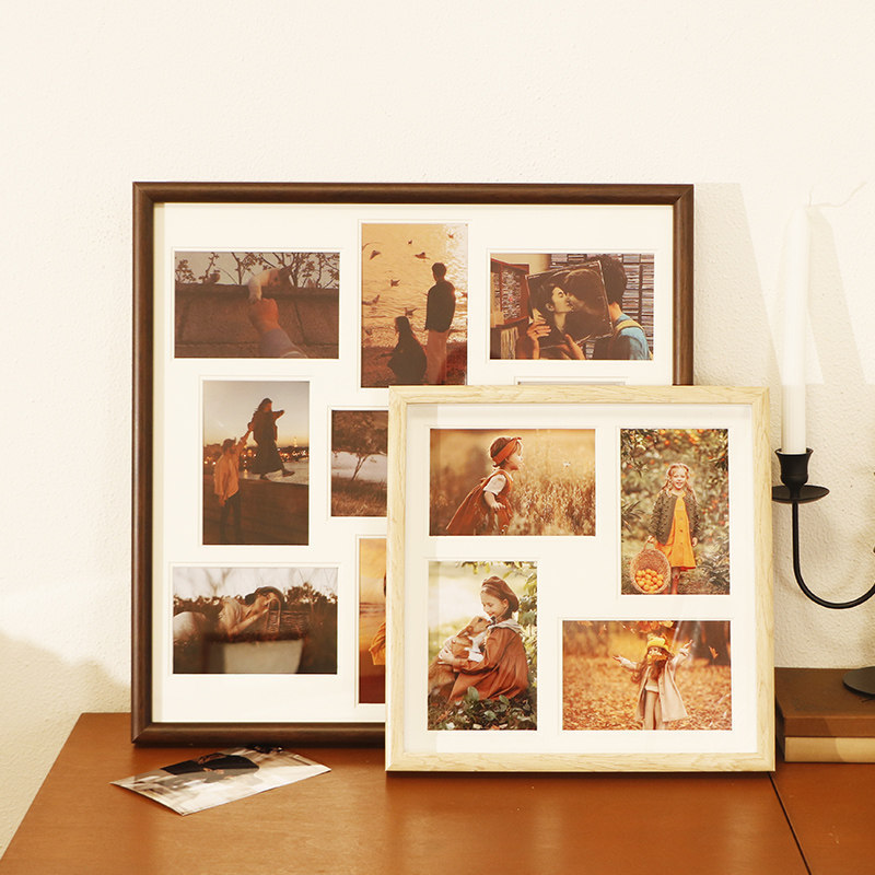 9-Grid Solid Wood Photo Frame DIY Multi-Grid Couple/Best Friend 6inch Combination Photo Display Stand Wall Hanging Commemorative Gift