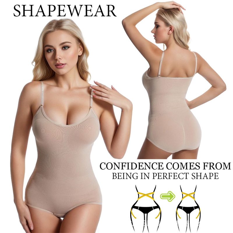 Plus-Size Waist-Cinching Butt-Lifting Shapewear for Women, Seamless Bodysuit, Body Shaping, European and American Style, Button-Up Corset, Butt-Lifting