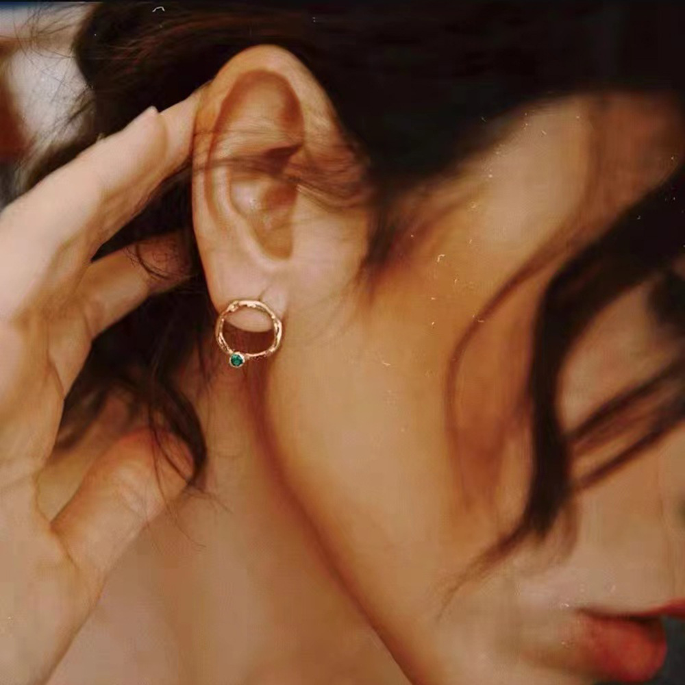 Simple Style Geometric Stainless Steel Ear Studs Gold Plated Zircon Stainless Steel Earrings