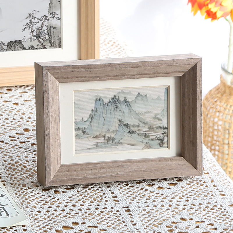 Solid wood table photo frame small log desktop decoration sketch children's works mounting Wall 6-inch 10 Photo Frame 7-inch A4