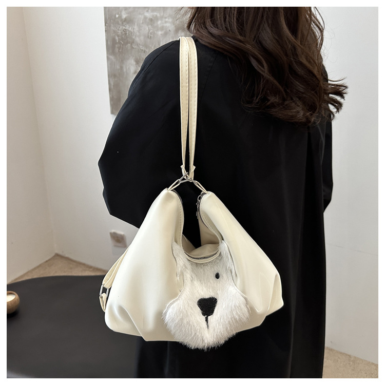 Cute little dog tote bag, women's bag, fashionable new school style backpack, large-capacity commuting single-shoulder bag undefined