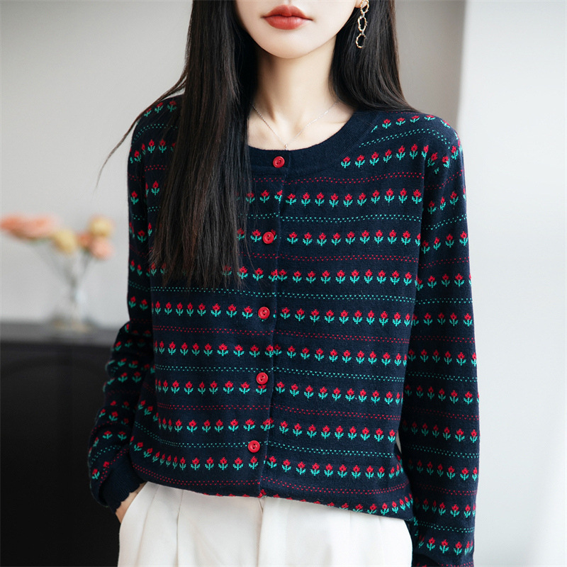 Women's Fine Wool Knit Cardigan Fashion Versatile Soft Lightweight Sweater Comfortable Non-Itching Top High-Quality Jacket