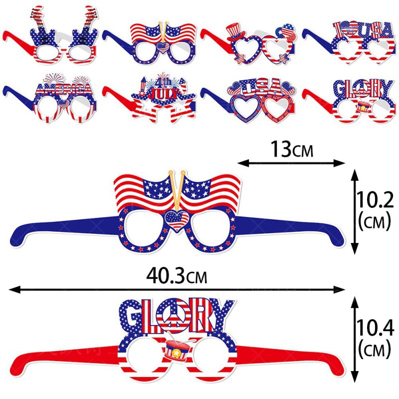 Nuevos productos transfronterizos Gafas decorativas del Día de la Independencia de EE. UU. Accesorios fotográficos divertidos Gafas de papel decorativas para fiestas de EE. UU.