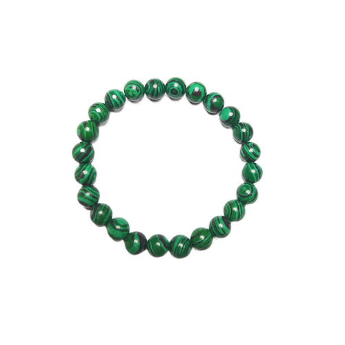 European and American cross-border Temu best-selling stone bracelets 8mm elastic cord malachite agate simple men's bracelet women