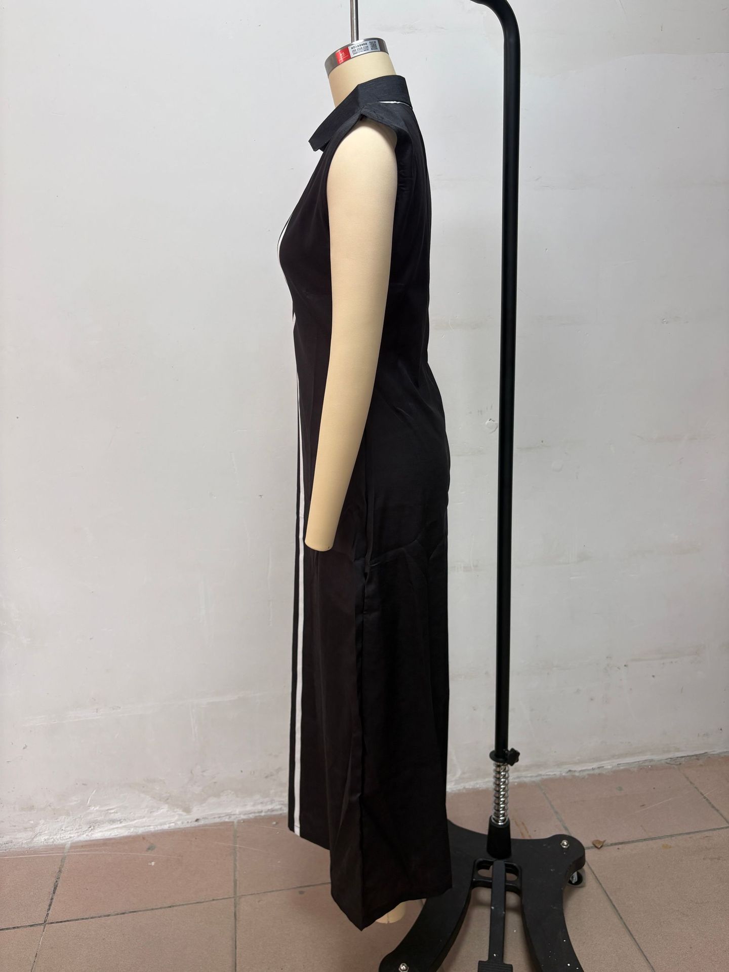 Elegant V-Neck Color-Block Casual Midi Dress For Women, Breathable Stretch A-Line Sundress For Daily Wear, Travel, And Office_ecoleips.com