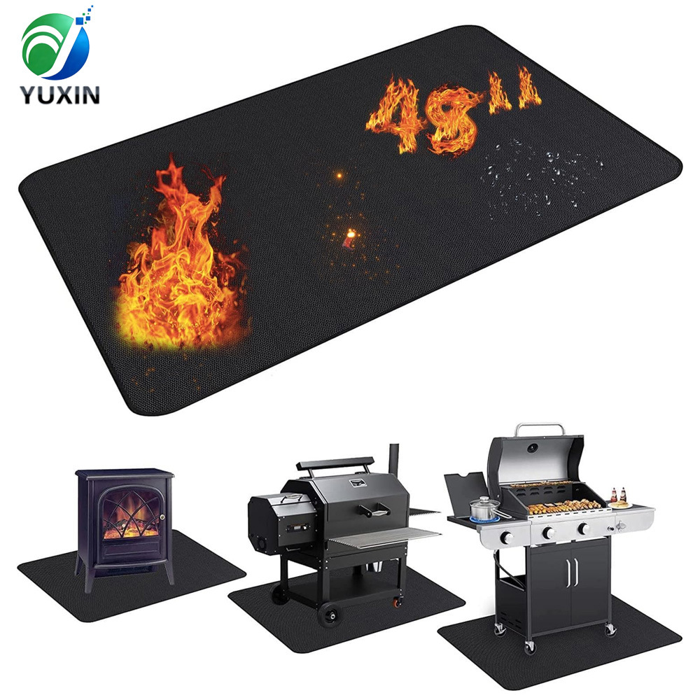 Silicone-Coated Flame-Retardant Fireproof Mat Bbq Outdoor Barbecue Fire Pit Mat Waterproof and High-Temperature Resistant Fiberglass Fireplace Mat
