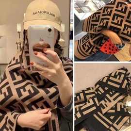 秋冬新款高仿羊绒高端围巾女披肩保暖百搭两用加厚双面双F围脖潮