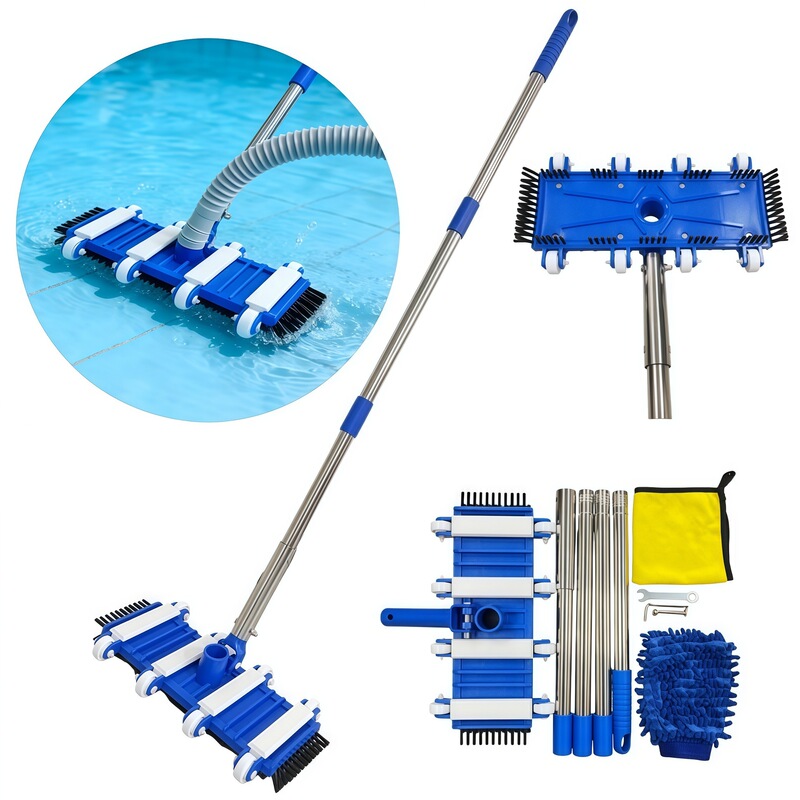 Swimming Pool Cleaning Supplies Cross-Border 14inch Swimming Pool Cleaning Brush Suction Brush Vacuum Suction Head with Stainless Steel Rod Tube