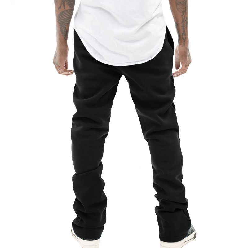 Men's Clothing heavyweight flared drawstring trousers solid color retro slim men's casual trousers trend_voghion.com