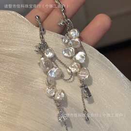 韩式时尚潮流耳环轻奢高级感耳饰流苏豆豆链锆石异形花瓣珍珠耳钉