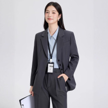 灰色西装外套女职业正装2025新款春秋季小个子大学生面试西服套装