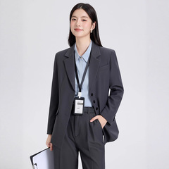 灰色西装外套女职业正装2025新款春秋季小个子大学生面试西服套装