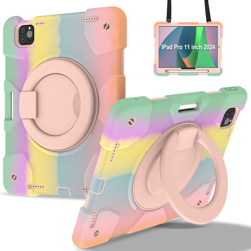 Suitable for 2024 iPad Pro11 Tablet Protective Case Strap Bracelet Bracket Rotating Air11 Anti-Fall Suitable for 2024 iPad Pro11 Tablet Protective Case Strap Bracelet Bracket Rotating Air11 Anti-Fall