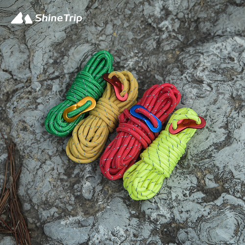 Outdoor camping non-slip windproof reflective rope thickened 4mm fixed rope camping canopy tent accessories wind rope buckle