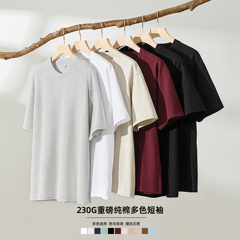 Pure Cotton Loose Short-Sleeved T-Shirt for Men 2025 Summer New Couple T-Shirt Basic Round Neck Bottoming Shirt Can Be Opened Twice