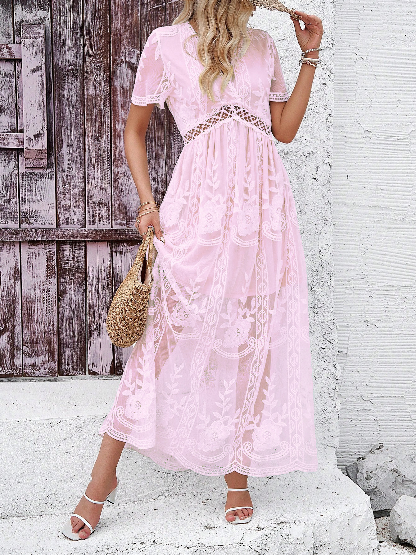 KaiKuo Cross-Border Women's Clothing European And American 2024 Spring/Summer Casual Elegant Deep V Short Sleeve_ecoleips.com
