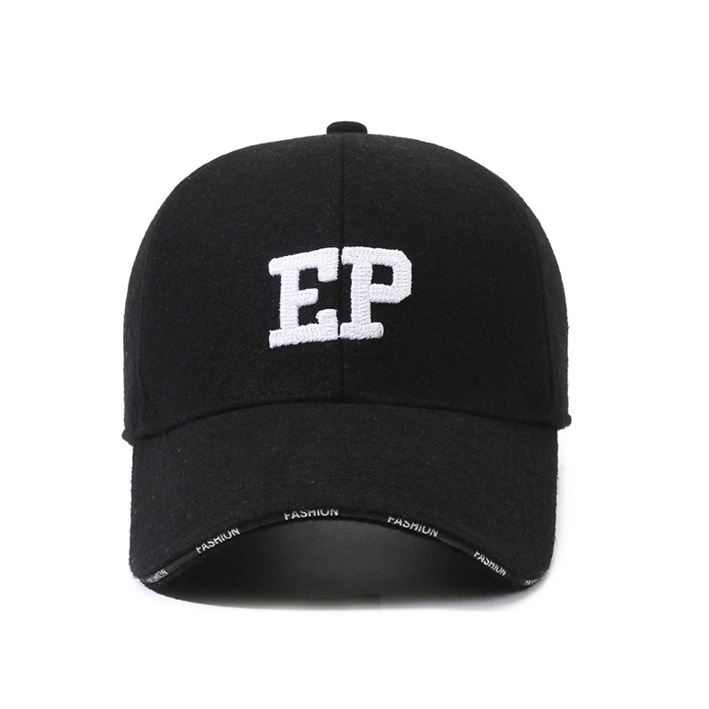 Autumn and Winter New Woolen Hat Men's Thickened Warm Baseball Hat Embroidered Letter Duck Tongue Hat Outdoor Cold_voghion.com