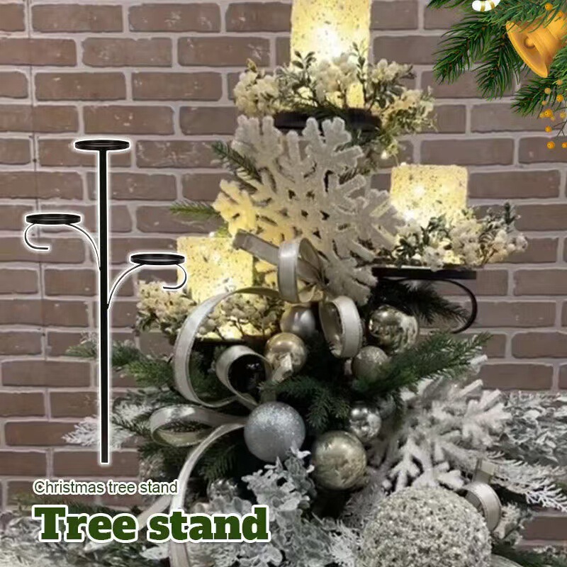 Independent station new Christmas tray candle light stand Christmas tree tree top iron decoration factory