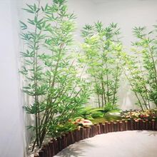清仓仿真竹子装饰假隔断挡墙屏风塑料室内绿植物