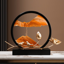 创意新中式荷塘月色流沙画沙漏摆件家居客厅办公室装饰品年会送礼