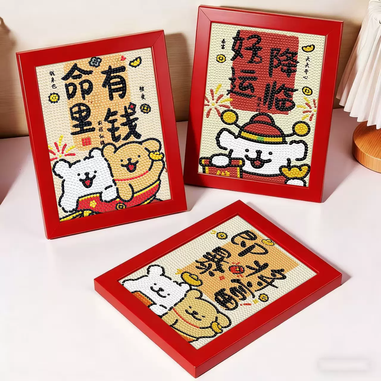 好运降临新款钻石画diy线条小狗手工卡通可爱摆件材料包贴钻画