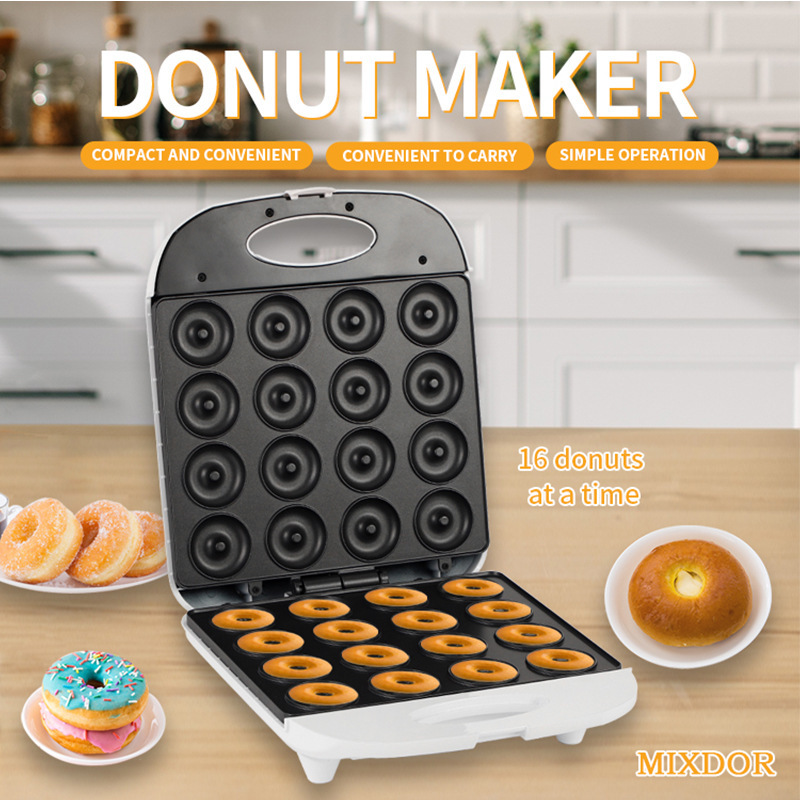 Máquina para hacer donuts tipo sándwich estilo americano, 110v, para pasteles, desayuno, sándwiches mexicanos, máquina para hacer pan de 16 agujeros, aparato para desayuno