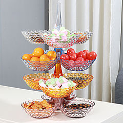 Fruit plate living room high-looking wholesale household light luxury plastic transparent fruit high-legged multi-layer Chinese refreshment fruit plate