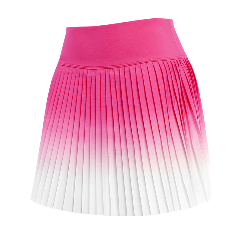 Falso de dos piezas anti-exposición deportes falda mujeres moda gradiente cinturón bolsillo deportes falda de secado rápido de cintura alta falda de yoga