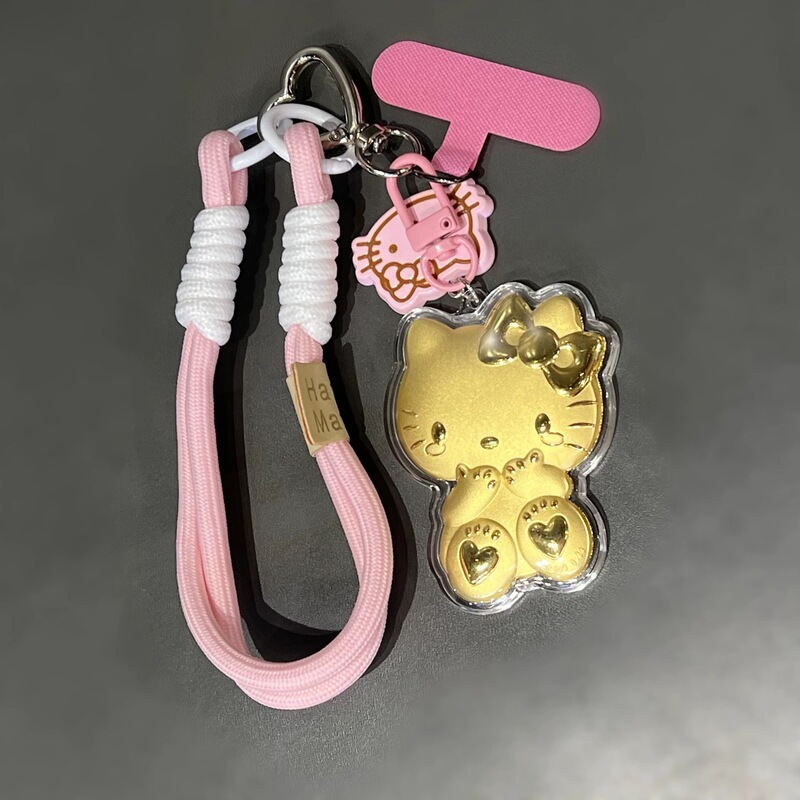漫画純金 999 サンリオクロミペンダントゴールデンキティ携帯電話ペンダントキーホルダー携帯電話チェーンペンダント|undefined