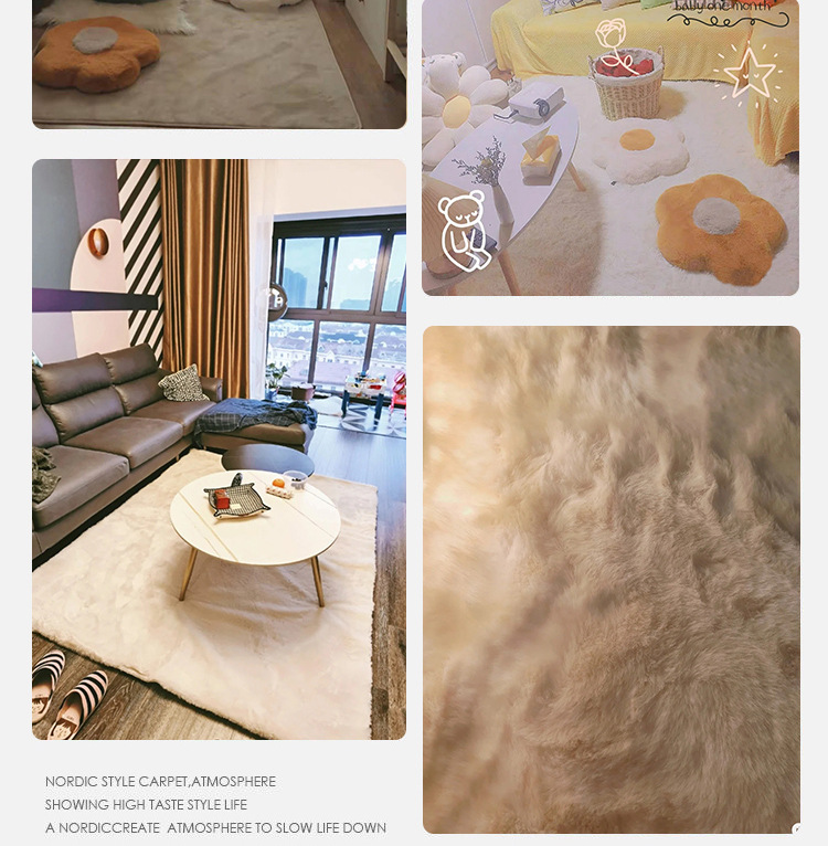 Rabbit Fur Room Master Bedroom Bedside Carpet Cloakroom Bedroom Winter Bedside Blanket Plush Bay Window Mat Window Sill Mat