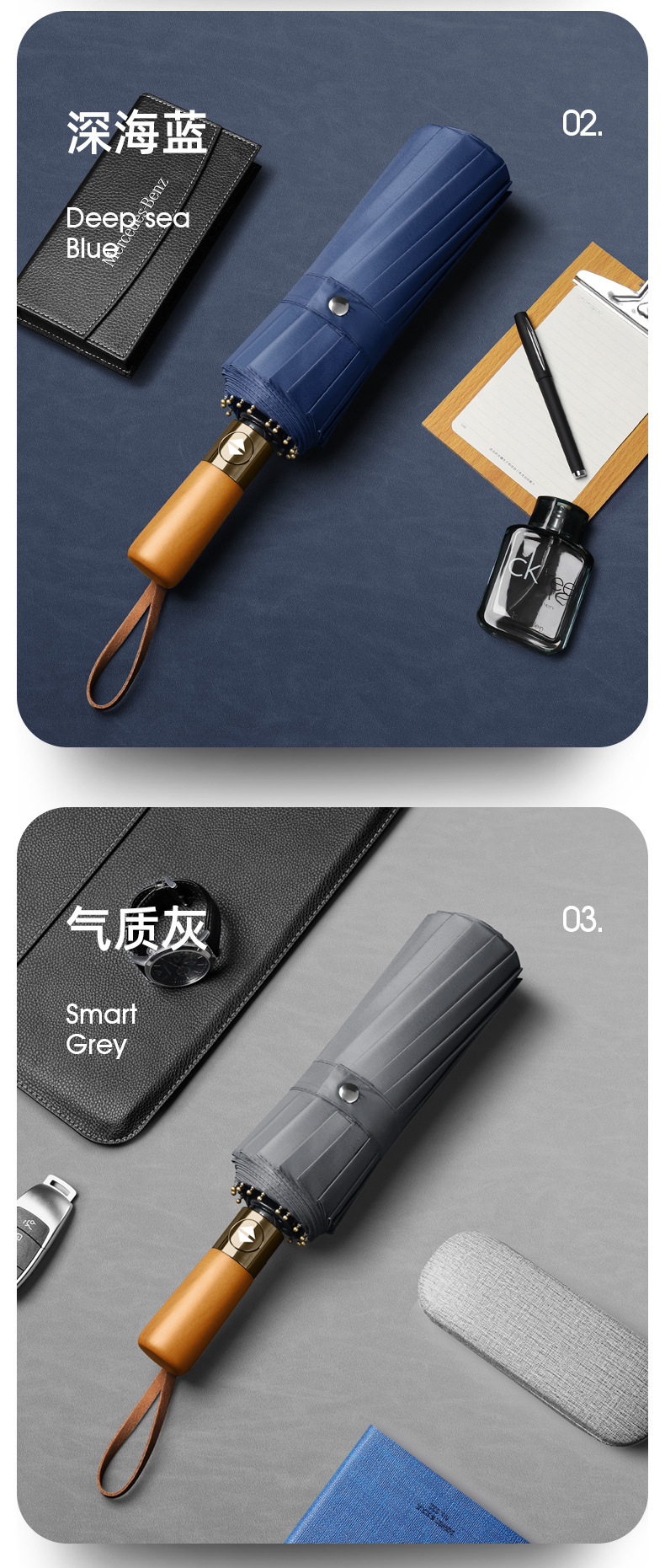 批发24骨全自动雨伞木详情图11