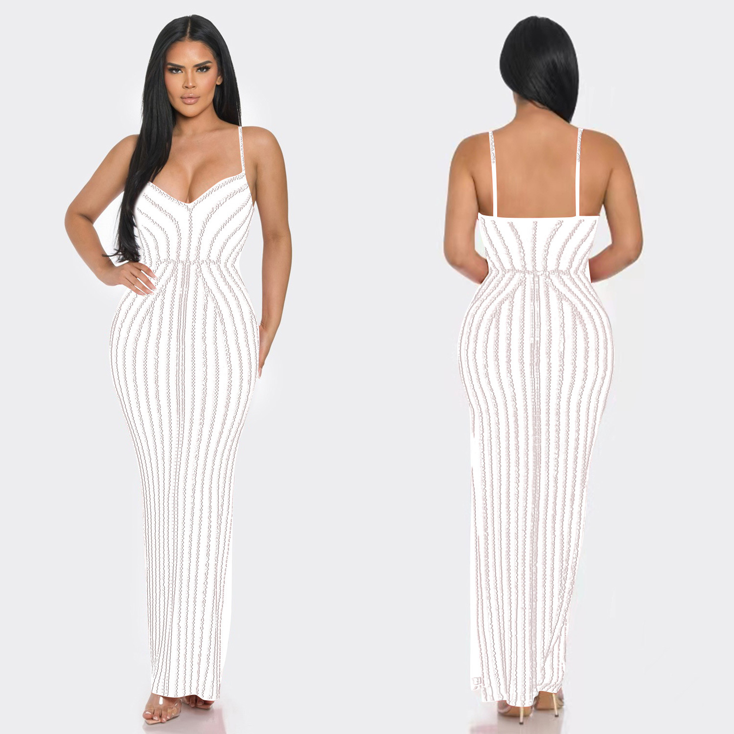 C6761 transfronterizo AliExpress Amazon de las mujeres de la moda europea y americana de color sólido envuelto pecho rhinestone vestido de la correa del vestido