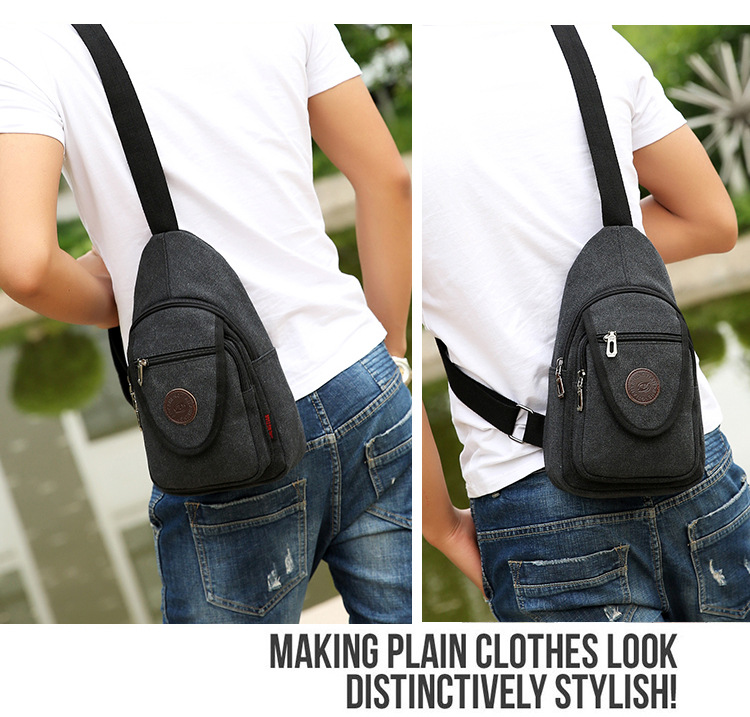 New men's chest bags, Korean-style single-shoulder bags, crossbody bags, men's and women's backpacks, Korean-style casual canvas bags, wholesale from manufacturers undefined