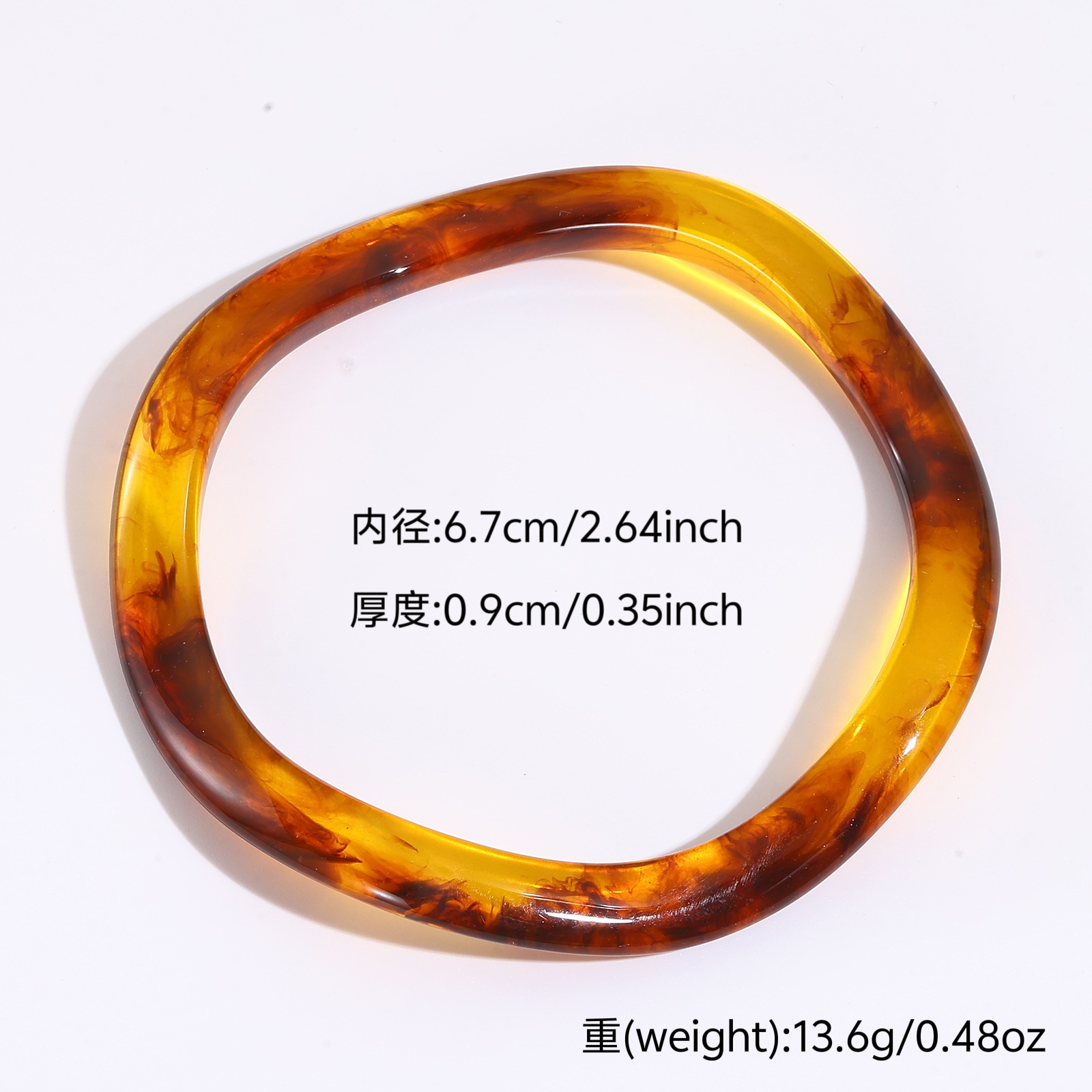 Europa y América de moda translúcida elíptica ancha joyería macarón chica retro pulsera de resina alta sensación al por mayor