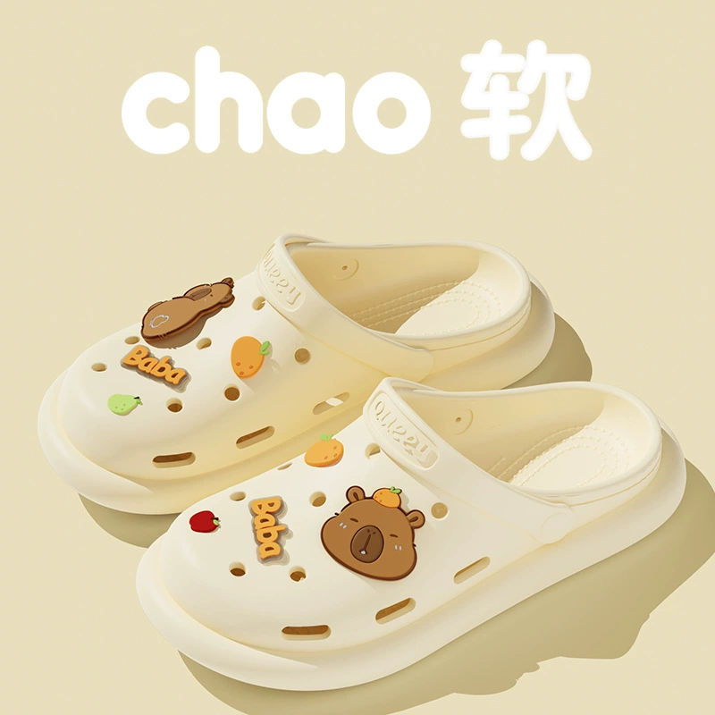 Пещерные туфли женские толстые подошвы DIY мультипликационные Kabi Barra 2024 новый летний внешний вид