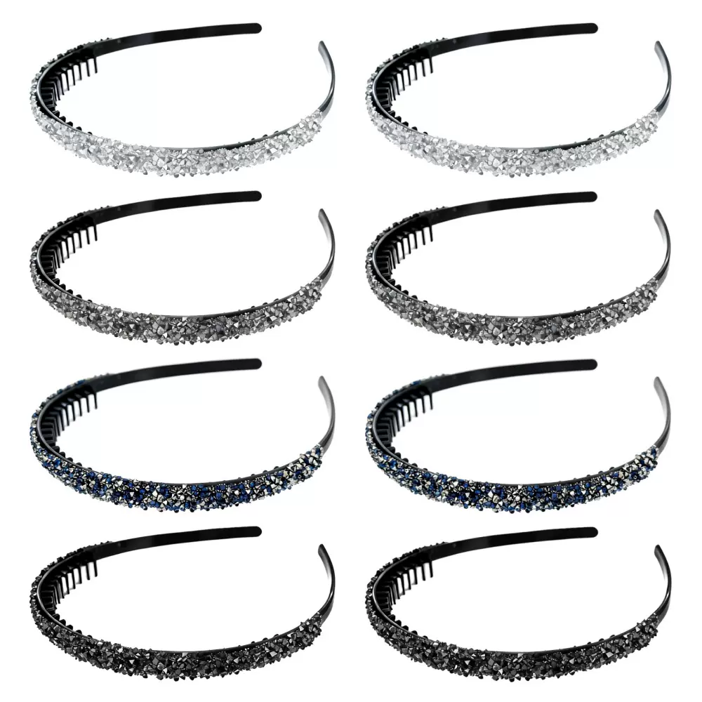 韩版简约发饰女彩色水钻一字发箍洗脸束发镶钻头箍防滑齿盘发头箍