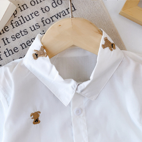 Children's cartoon bear suit summer Korean style children's clothing boys' fashion shirt shorts girls' skirts and pants two-piece set wholesale