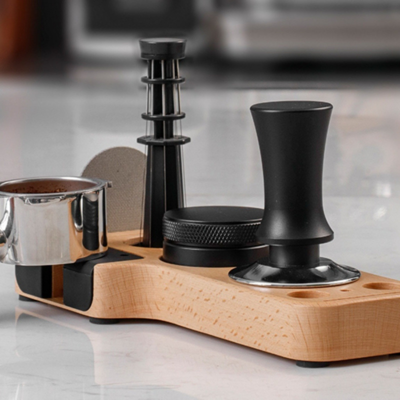 ※ユニバーサルコーヒープレスパウダーホルダーコーヒーマシンハンドルマッチング器具収納ブナ材充填プレスホルダーパウダーディスペンサーホルダー補助|undefined