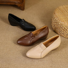 单鞋女2025年夏季新款一脚蹬粗跟不累脚皮鞋百搭舒适懒人鞋中跟鞋