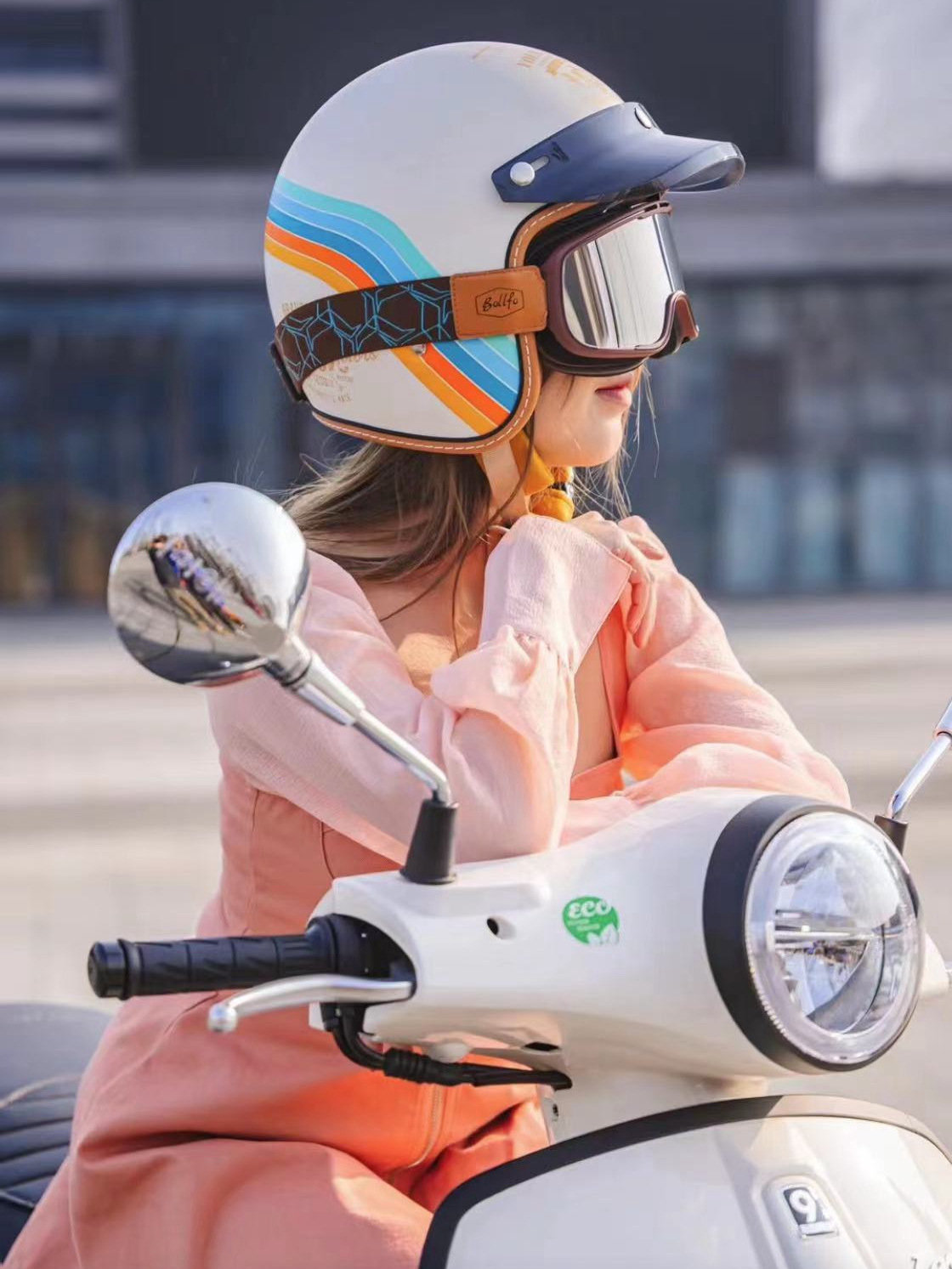 Retro Helmet 3/4 Cruise Motorcycle Autumn and Winter Men's and Women's Electric Vehicle Half Helmet with Built-In Lens Motorcycle Cycling Helmet