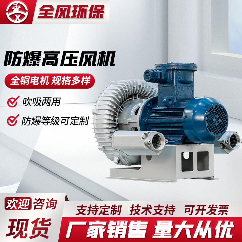 FBZ-71D-4直连式防爆鼓风机 防腐高温气体输送4KW高压防爆风机