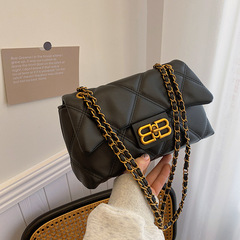 2024早春新款菱格繡線腋下包包女時尚復古鏈條潮流百搭單肩斜挎包