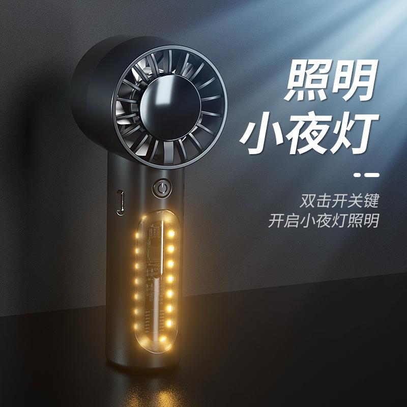 跨境新品透明朋克風機甲USB充電手持小風扇夜燈便攜迷你風扇批發
