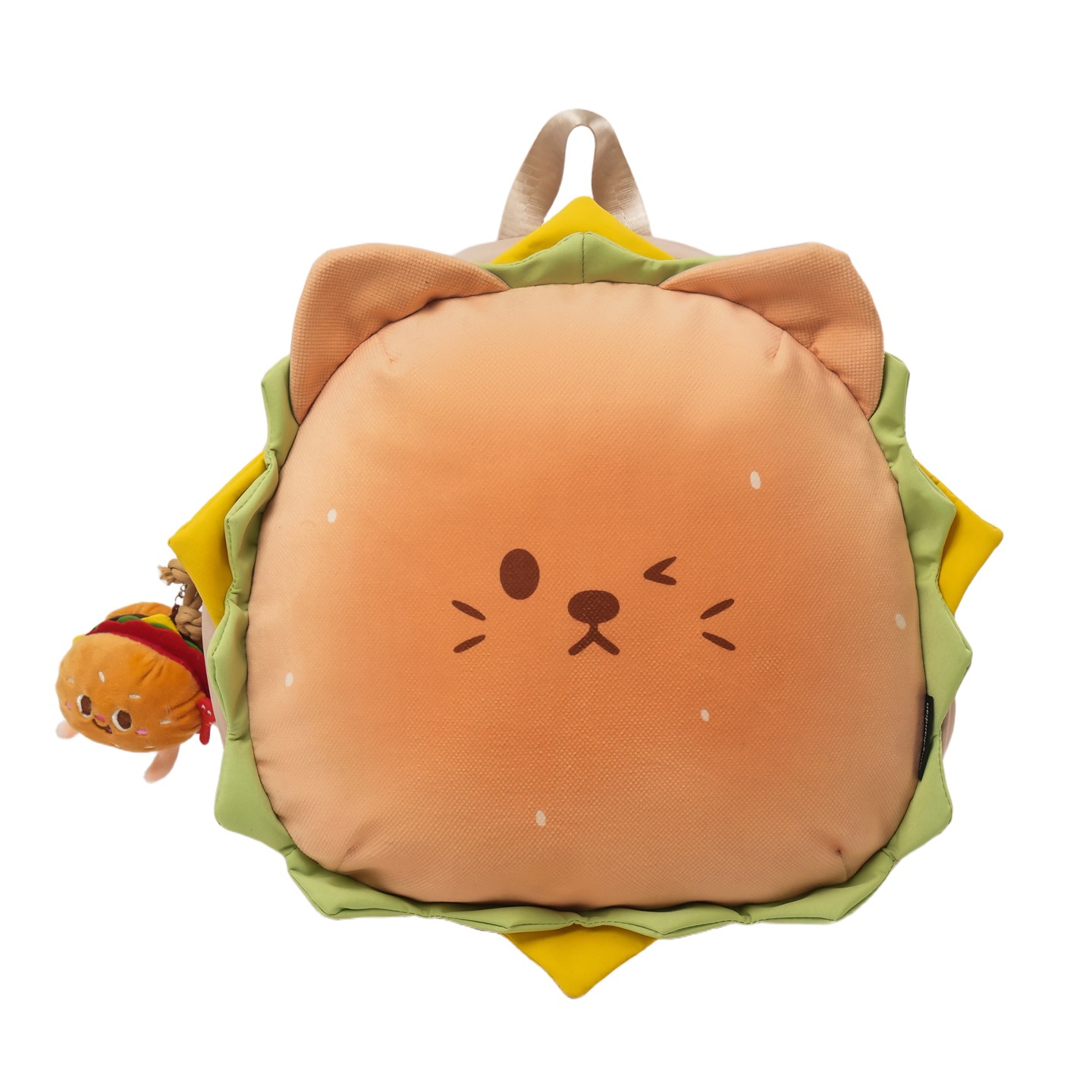 Mochila de estilo de hamburguesa encantadora de dibujos animados, mochila de escuela secundaria de gran capacidad, 2026 nueva moda de mochila de viaje de mujer