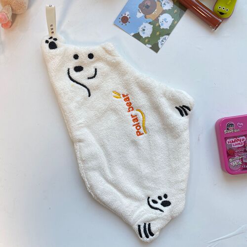 Cute polar bear hand towel bear coral velvet kitchen hanging quick-drying absorbent rag skin-friendly towel BH080