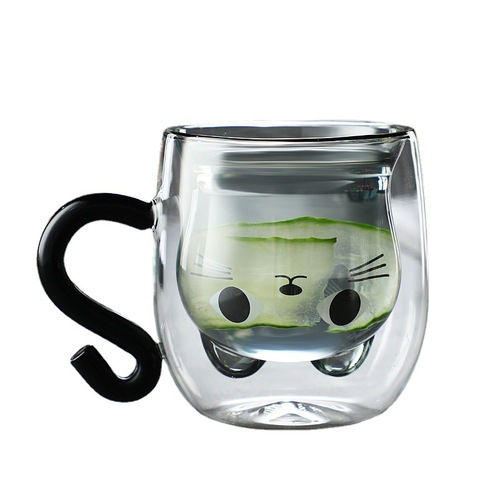 Cute Bear Water Cup Cartoon Double-layered Coffee Milk Cup Creative Glass Bear Cup Home Juice Drinking Cup