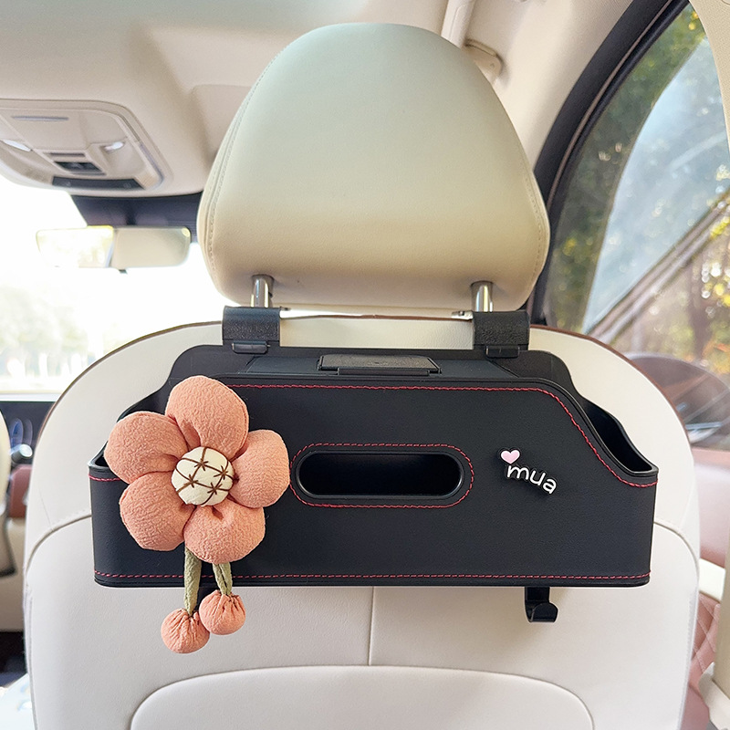 Car storage bag/box – Qìchē Seat Back Multi-function Storage - black-orange-sunflower-multi-function-seat-back-storage-box