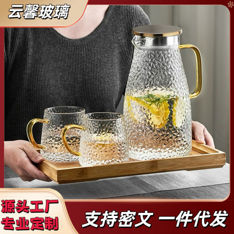 Botella de agua fría engrosada al por mayor vidrio de borosilicato resistente a altas temperaturas para el hogar de gran capacidad botella de agua hervida fría juego de tetera