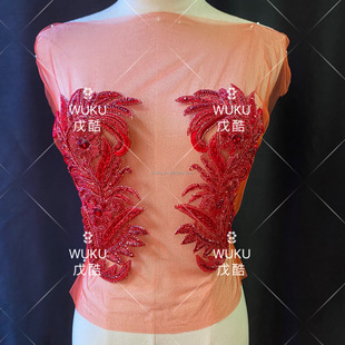 E-cool red 16x 22cm heavy handmade wedding dress wedding dress Xiu he Indian silk applique MP-101