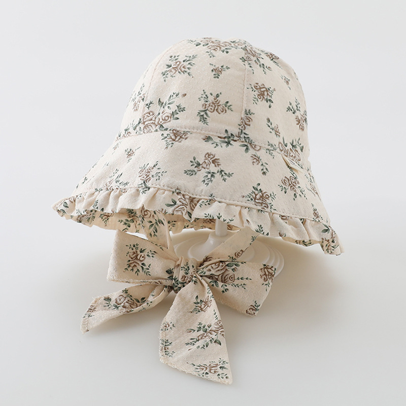 Sombrero de bebé modelos de primavera y otoño retro sombrero de pescador de algodón floral primavera y verano protector solar estilo occidental sombrero para el sol de bebé